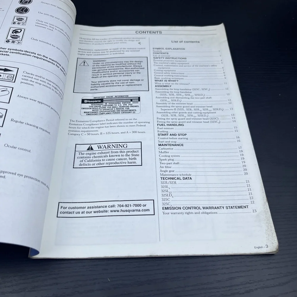 Husqvarna 322L & 323L Operator's Manual OEM Trimmer Owners Guide
